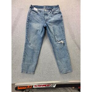 Old Navy OG Straight High Rise Distressed Jeans Light Wash Button Fly Women 32